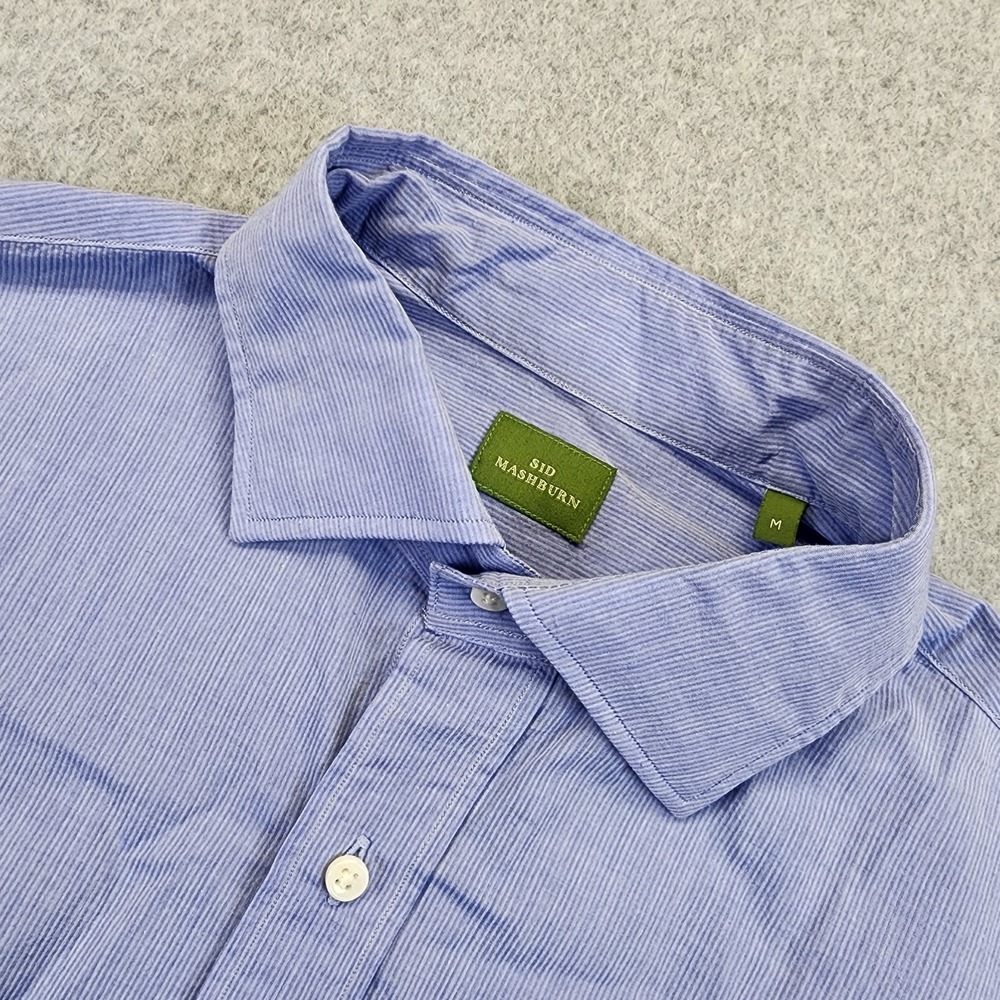 Sid Mashburn Mens M Long Sleeve Button Up Shirt Blue Mini Striped